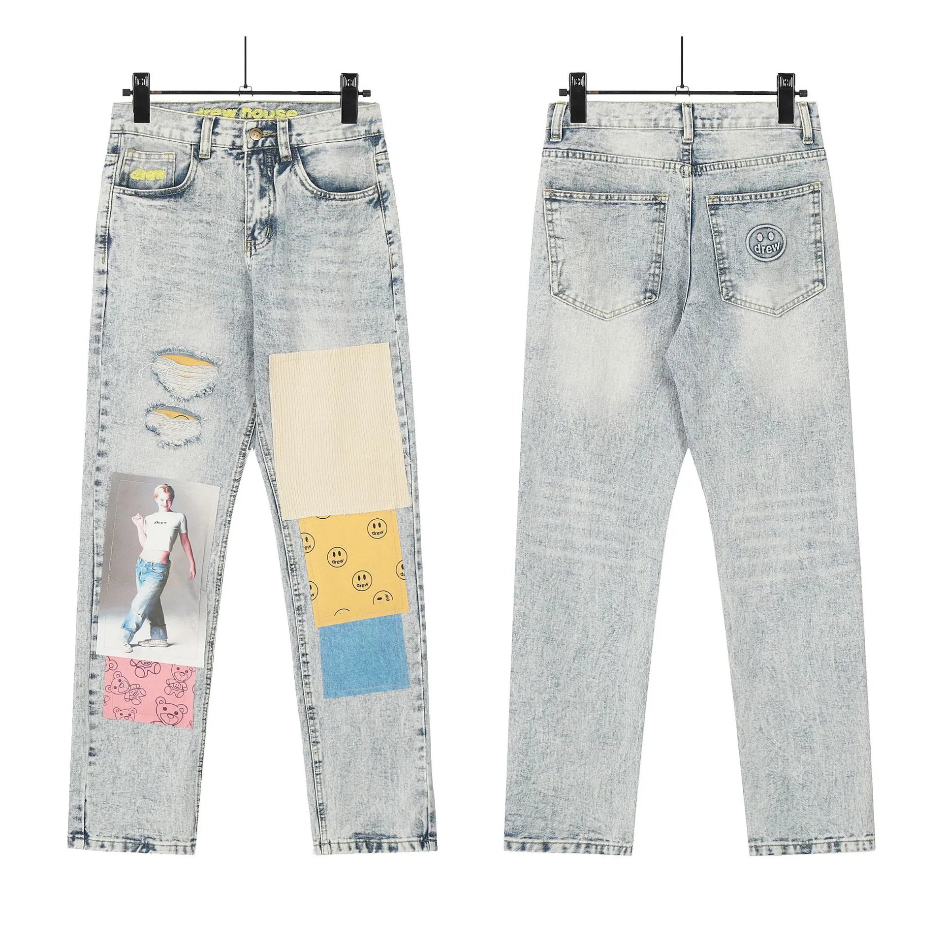 Drew House Distressed Light Blue Relaxed Fit Jeans