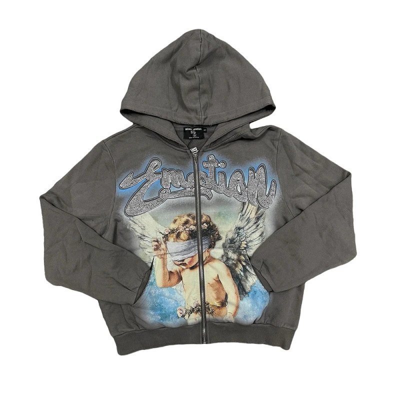 Emotion Graphic Print Cream Oversized Hoodie
