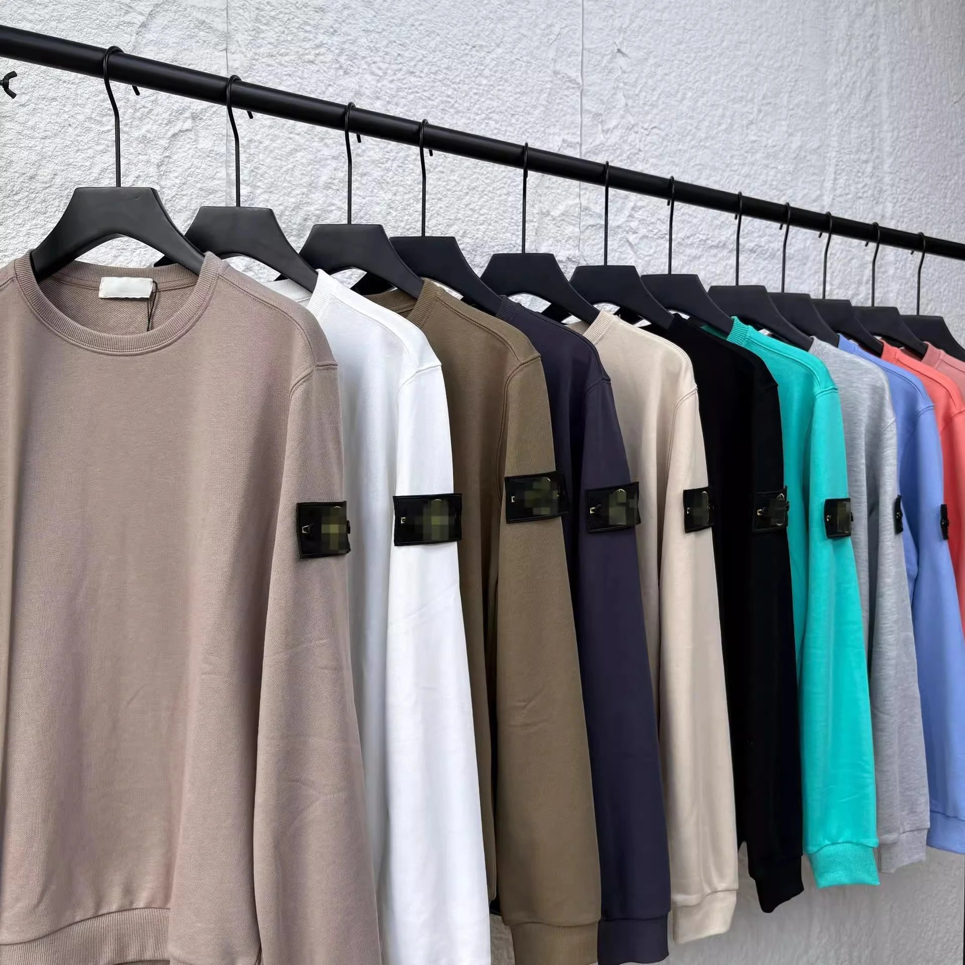 Stone Island Logo Patch Beige White Olive Navy Cream Black Teal Gray Light Blue Coral Pink Grey Sweatshirt