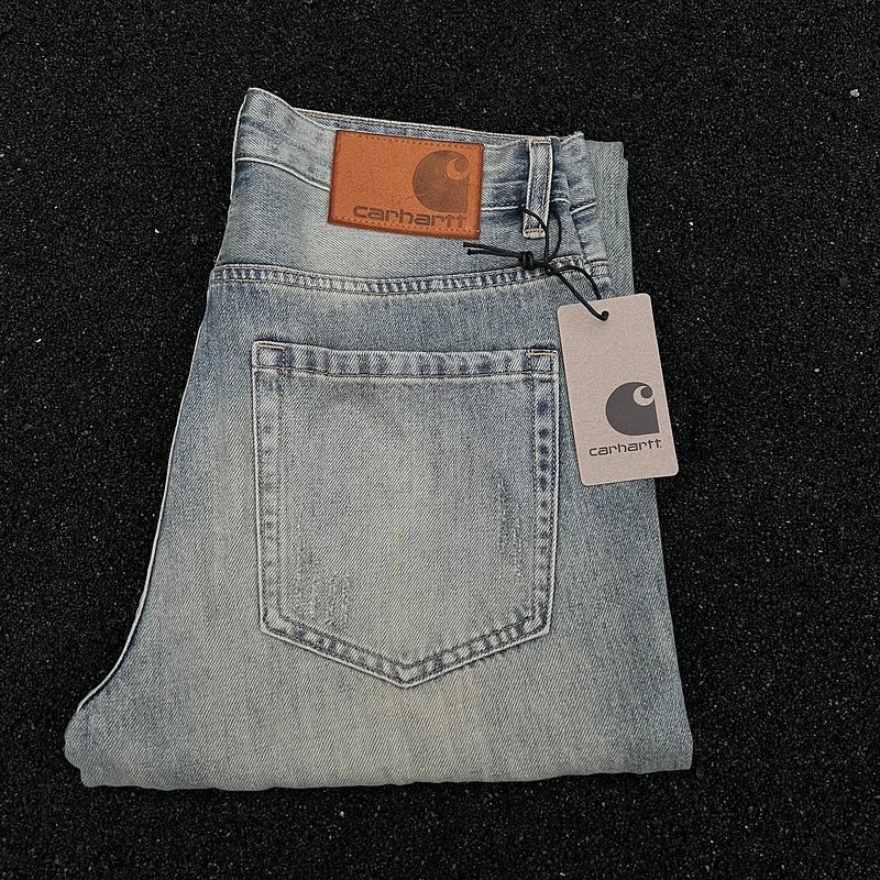 Carhartt Straight Fit White And Light Wash Denim Jeans