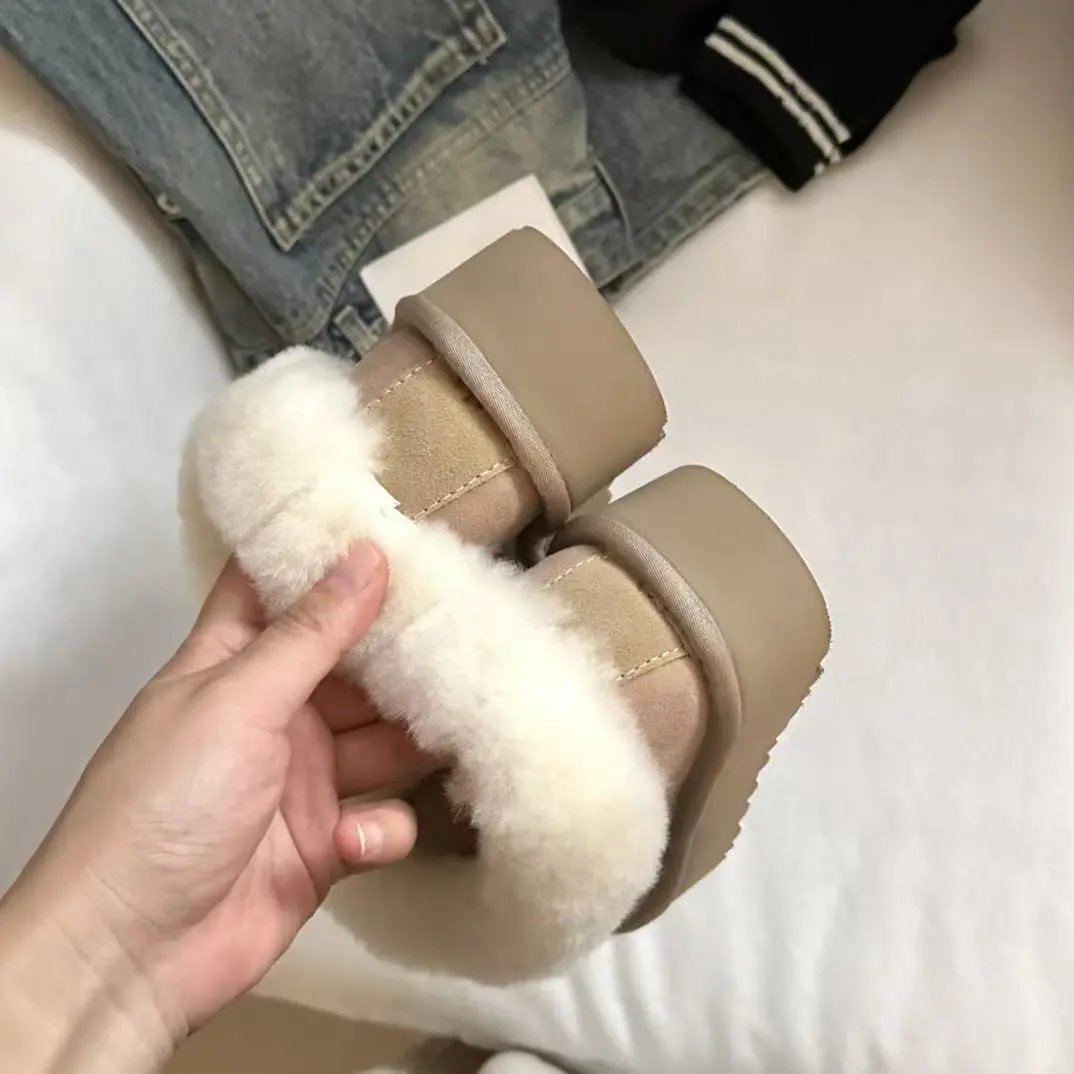 Women's Fur Lined Slip-on Winter Cotton Shoes