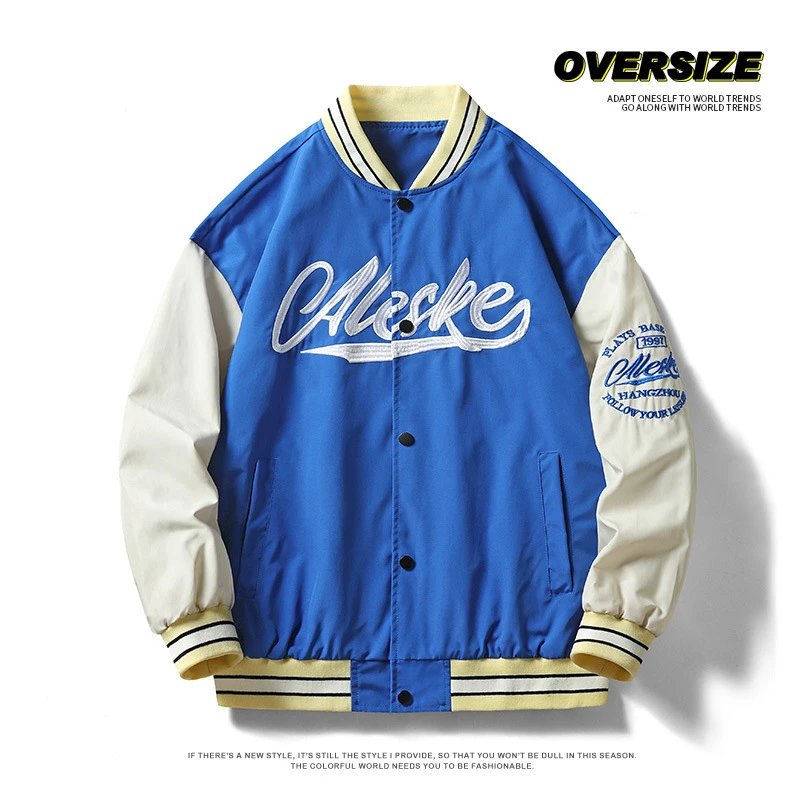 Oleske Varsity Jacket Black Cream Embroidered Letterman Style