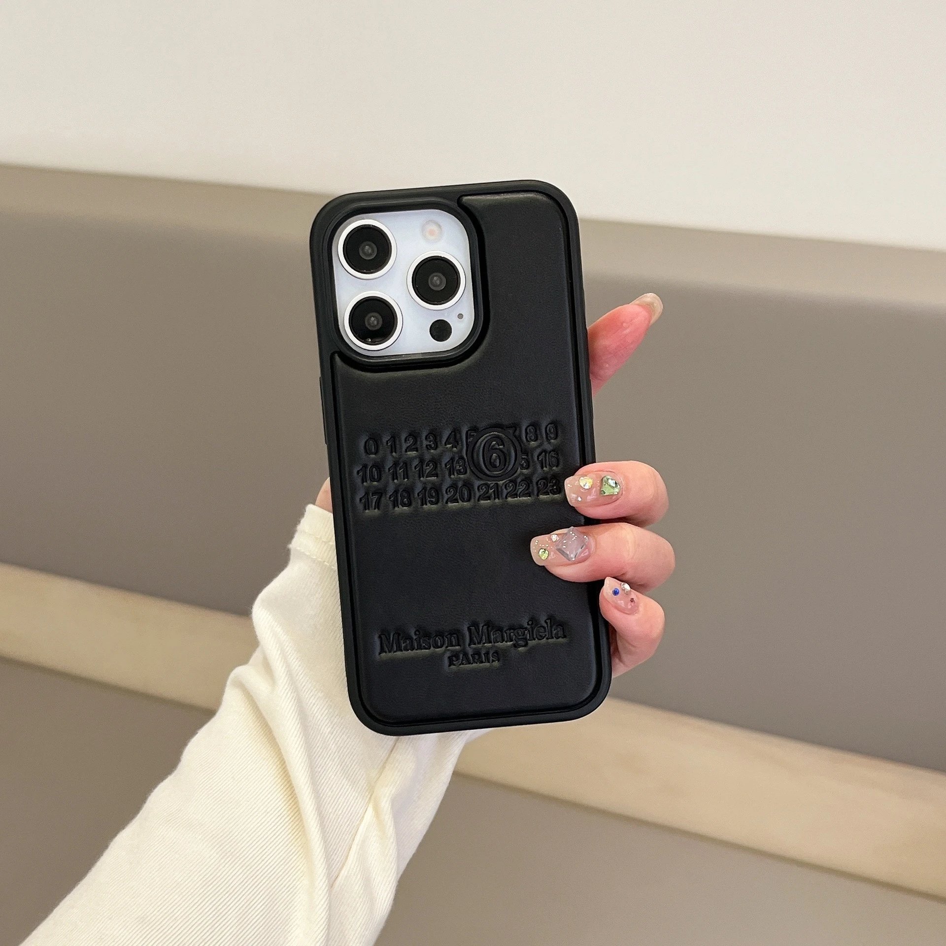 Maison Margiela Black Leather Number 6 Phone Case