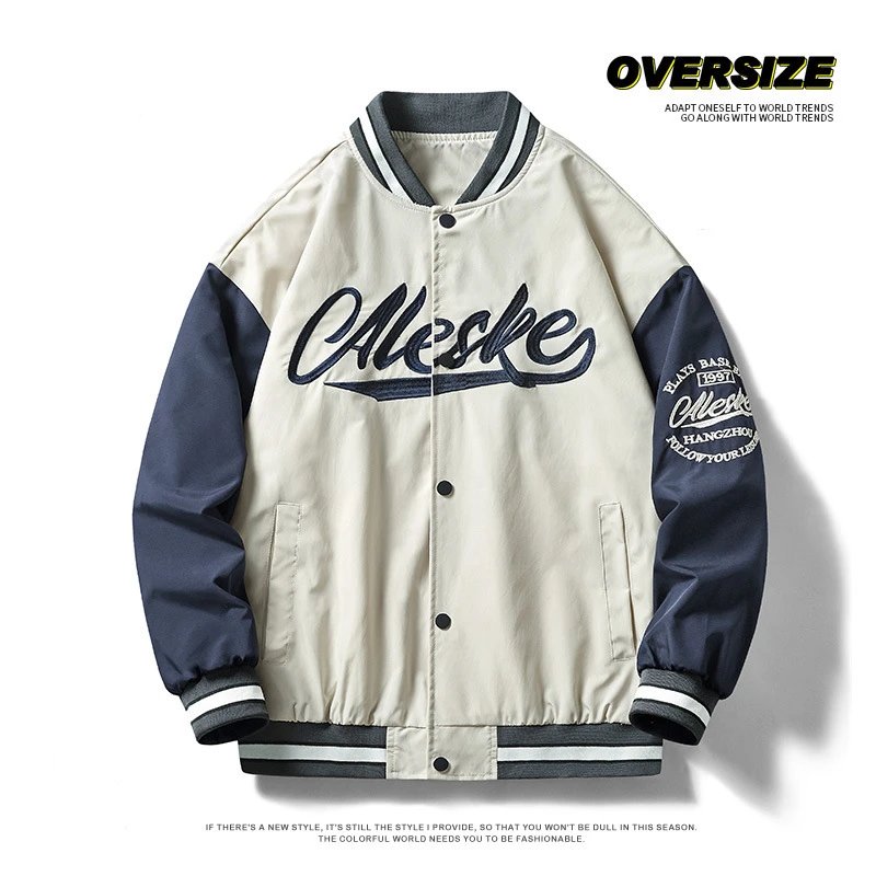Oleske Varsity Jacket Black Cream Embroidered Letterman Style