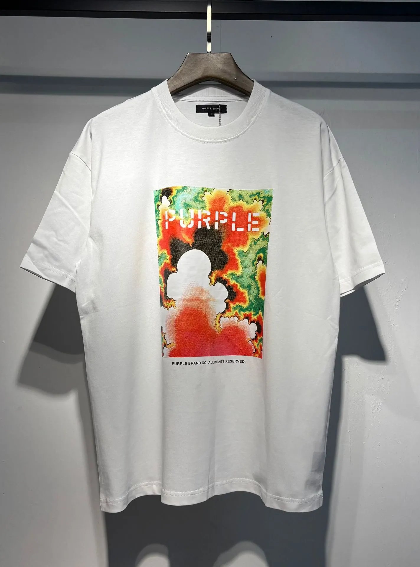 Purple Brand Dripping Logo White Oversized T-Shirt