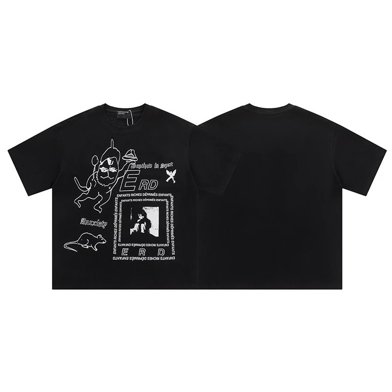 Line Drawing Pattern Printed Short-Sleeved Shirt photo 4