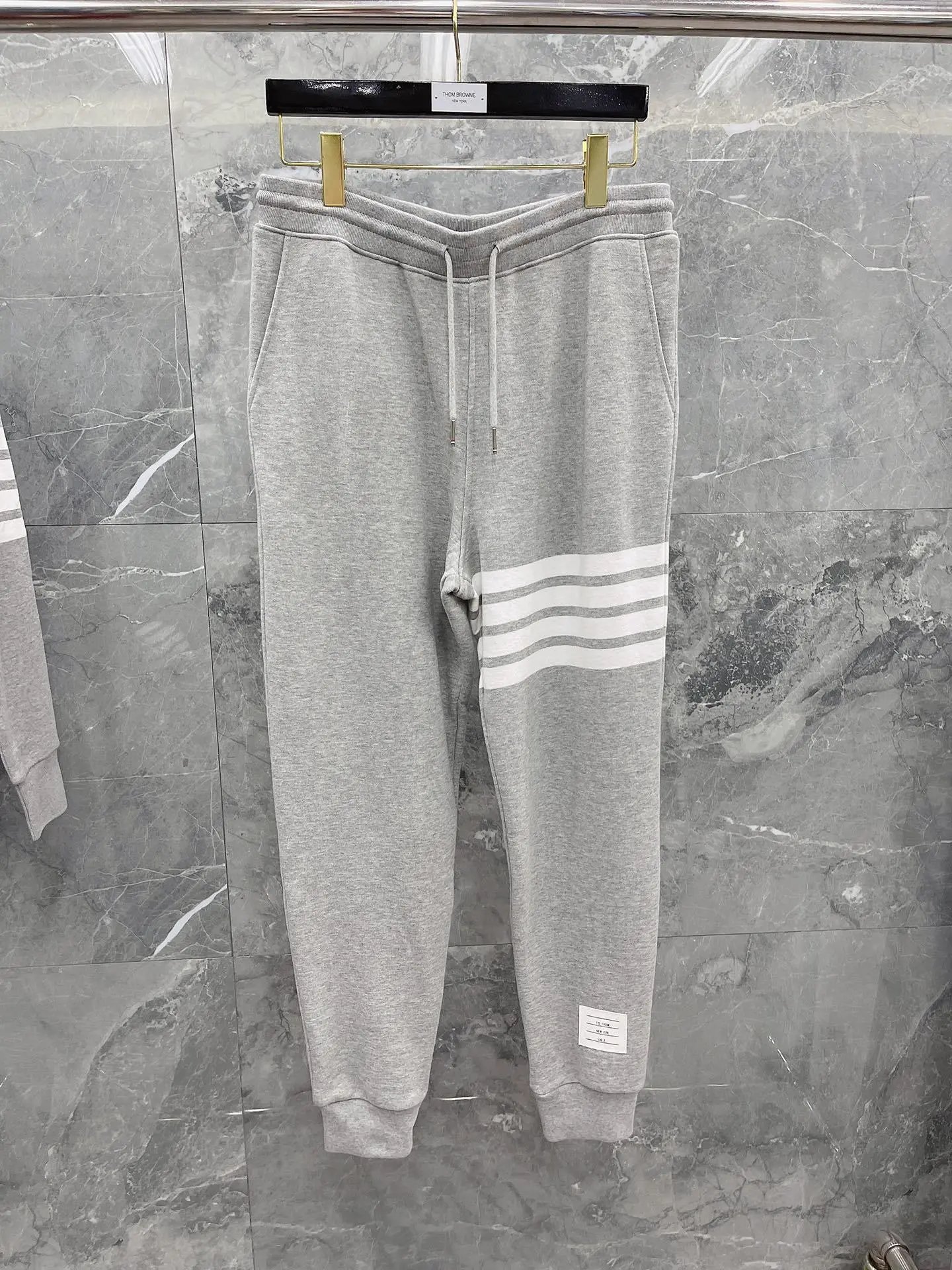 Thom Browne Classic Gray Striped Hoodie And Jogger Set