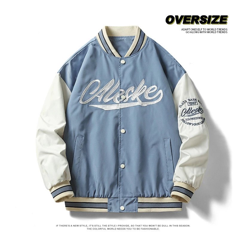 Oleske Varsity Jacket Black Cream Embroidered Letterman Style