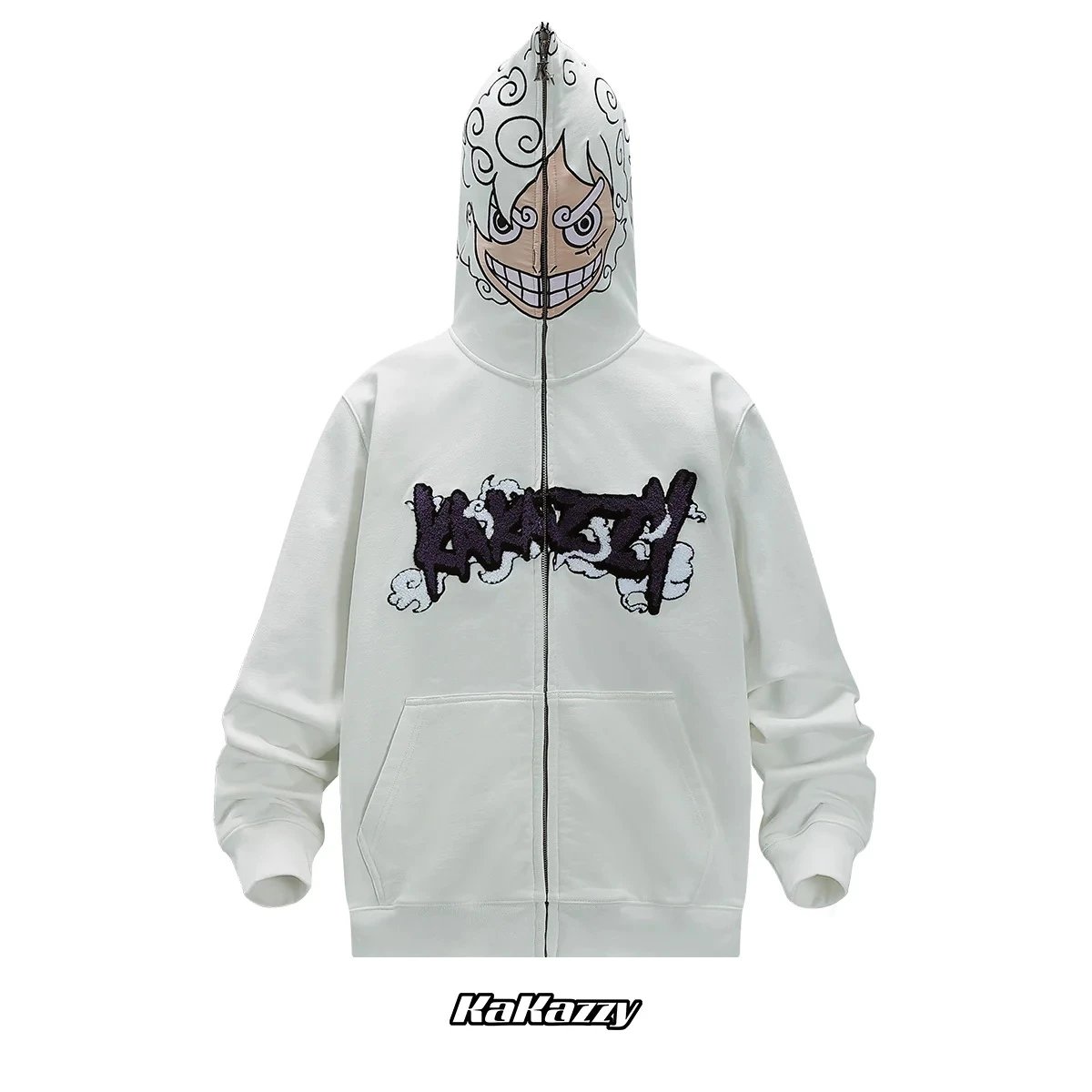 KaKazzy Hulk Face Green Graphic Zip-Up Hoodie