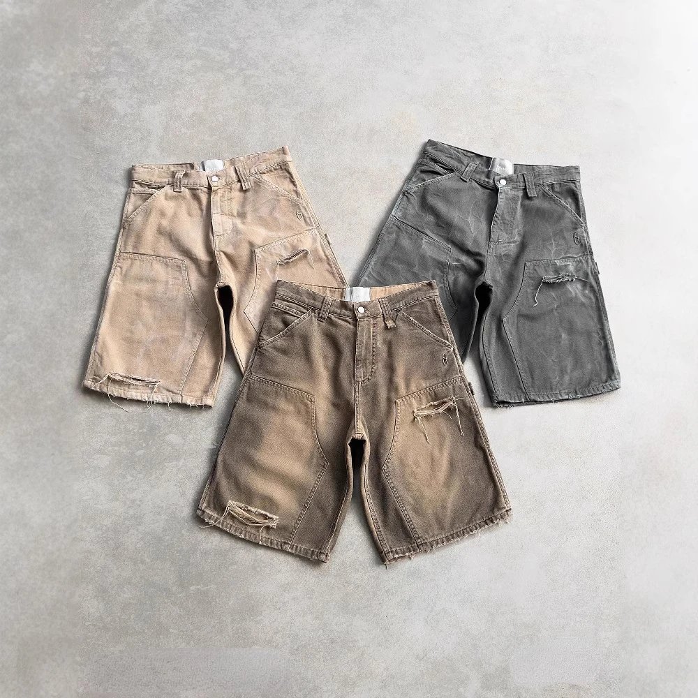 Washed Distressed Denim Shorts