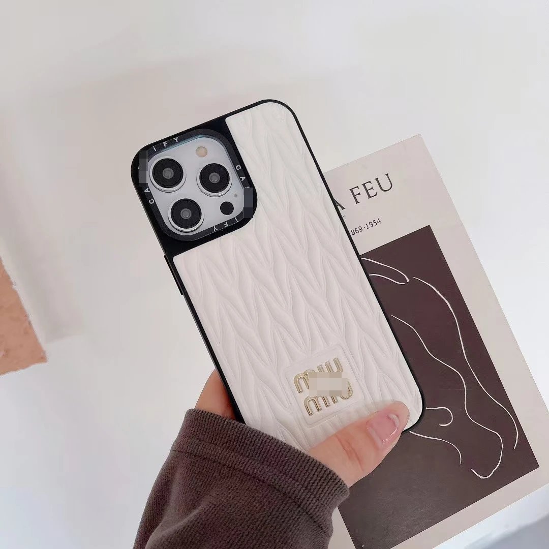 Miu Miu iPhone 15 Pro Pink White Black Crocodile Texture Phone Case