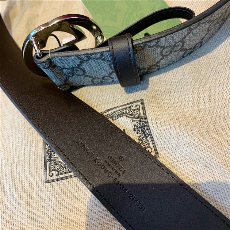 Gucci GG Marmont Gray Monogram Leather Belt