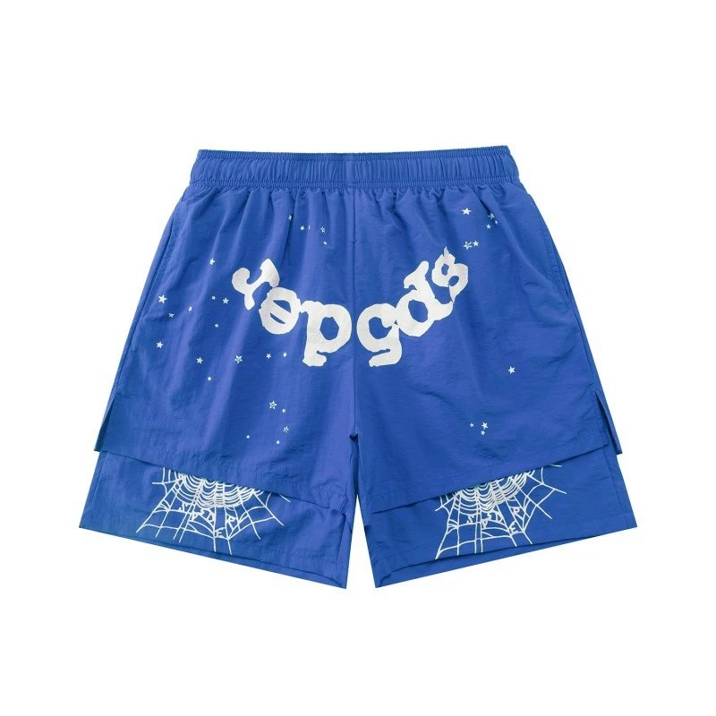 Black Graphic Print Spiderweb Layered Shorts