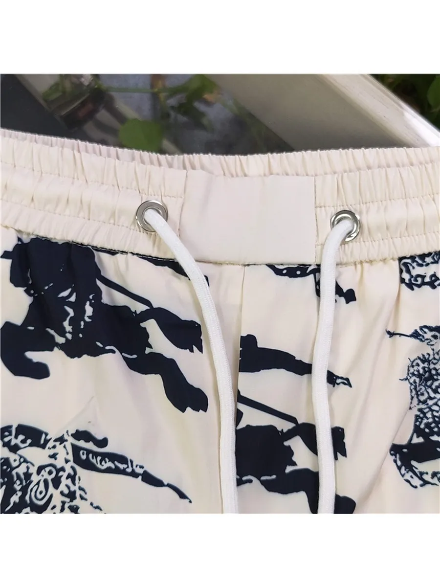 Burberry Equestrian Knight Ivory Blue Print Swim Shorts