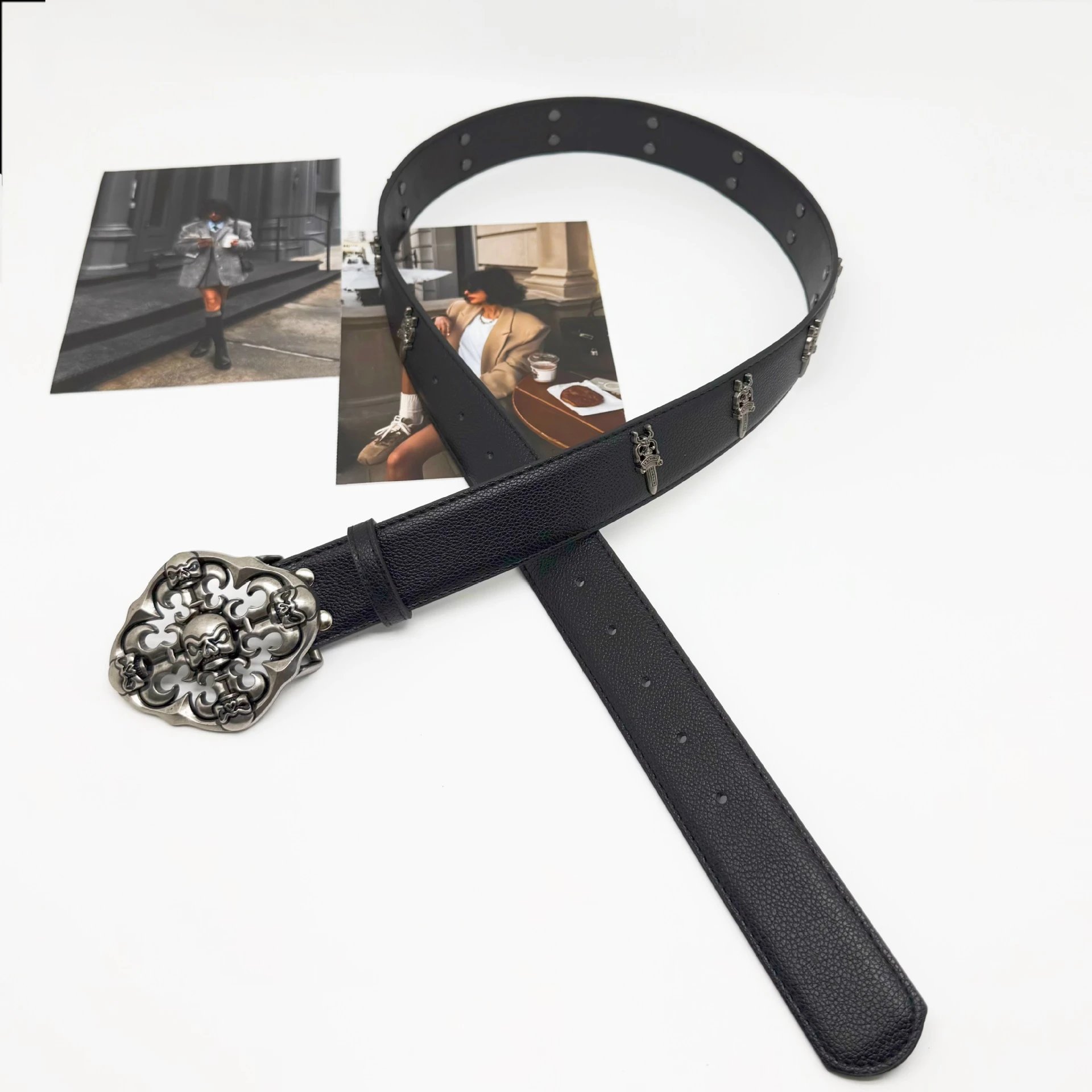 Chrome Hearts Maltese Cross Black Leather Belt