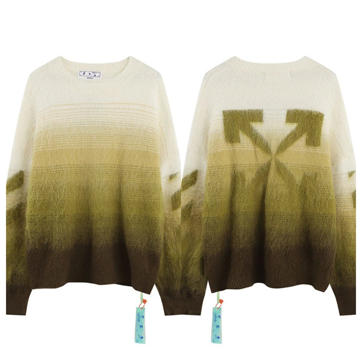 Off-White Arrow Print Black Multicolor Oversized Knit Sweater