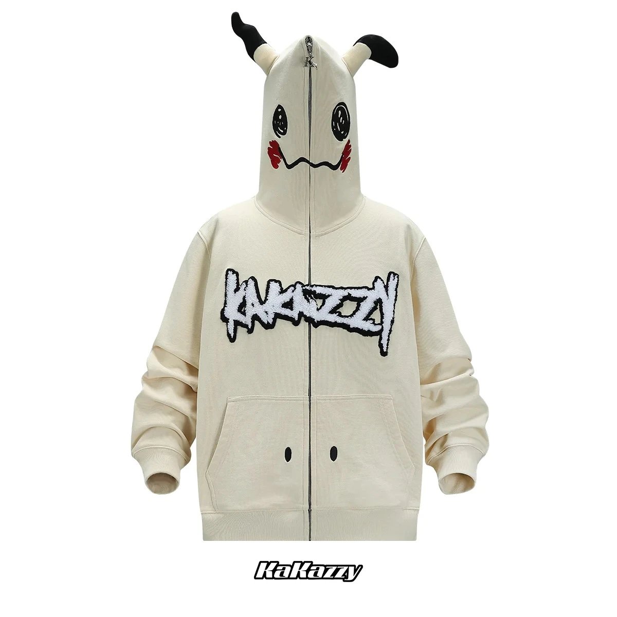 KaKazzy Hulk Face Green Graphic Zip-Up Hoodie