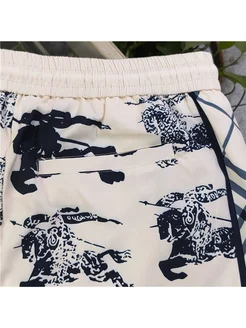 Burberry Equestrian Knight Ivory Blue Print Swim Shorts