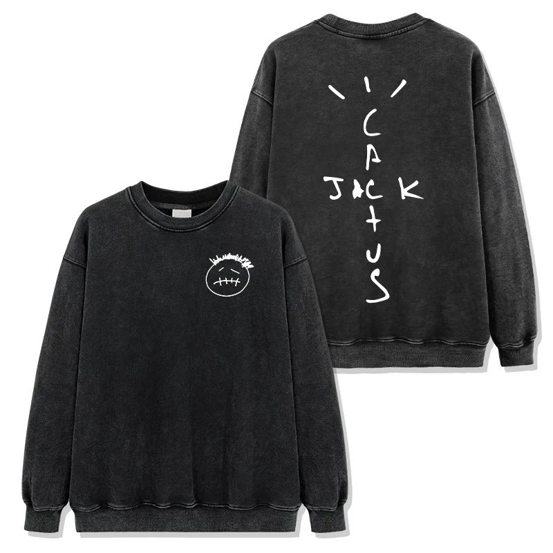 Travis Scott Cactus Jack Black Acid Wash T-Shirt