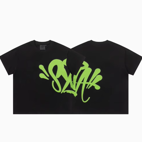SYNK Graphic Print Black White Green Casual T-Shirt