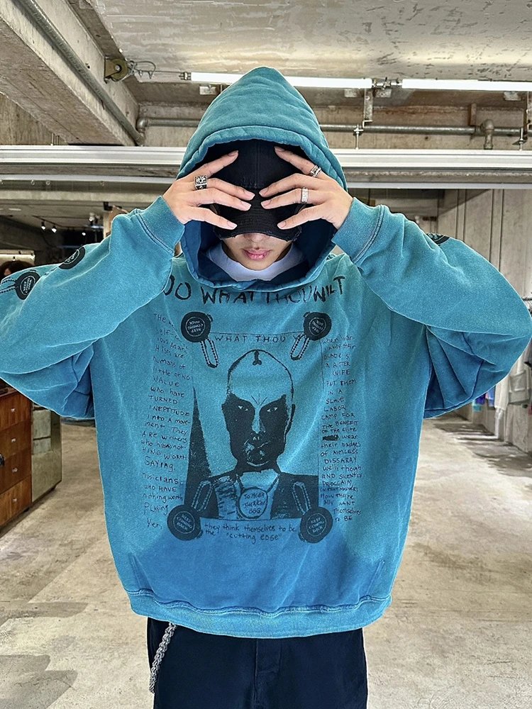 E.R.D Distressed Cotton Hoodie Assorted Colors Graphic Streetwear
