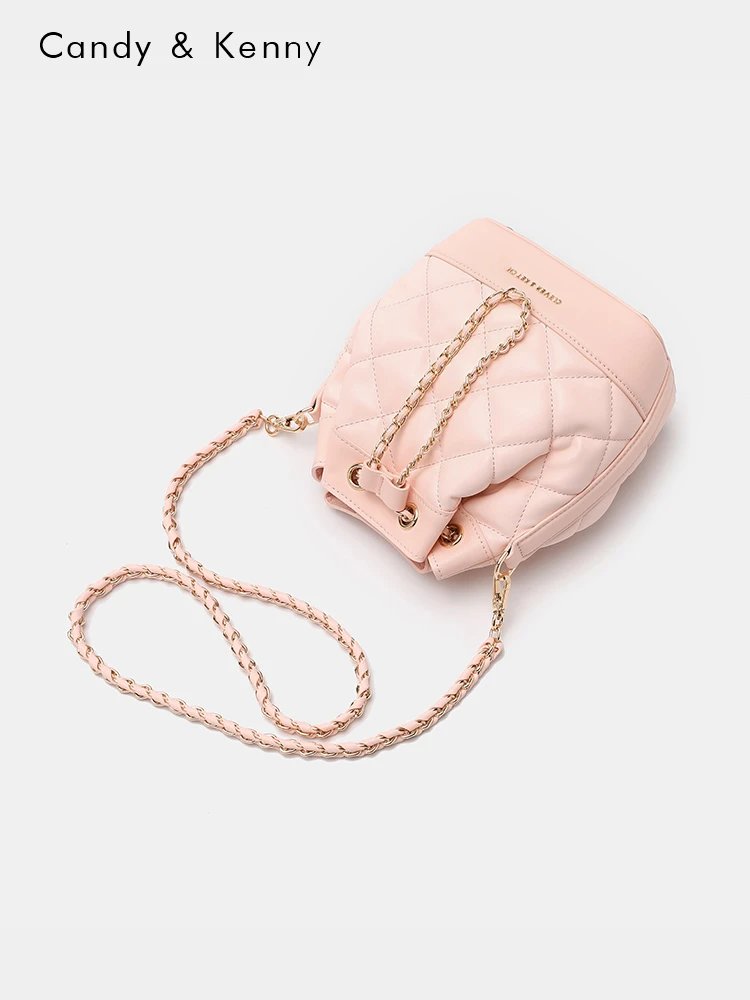 Candy &amp; Kenny Quilted Pink Chain Strap Bucket Bag