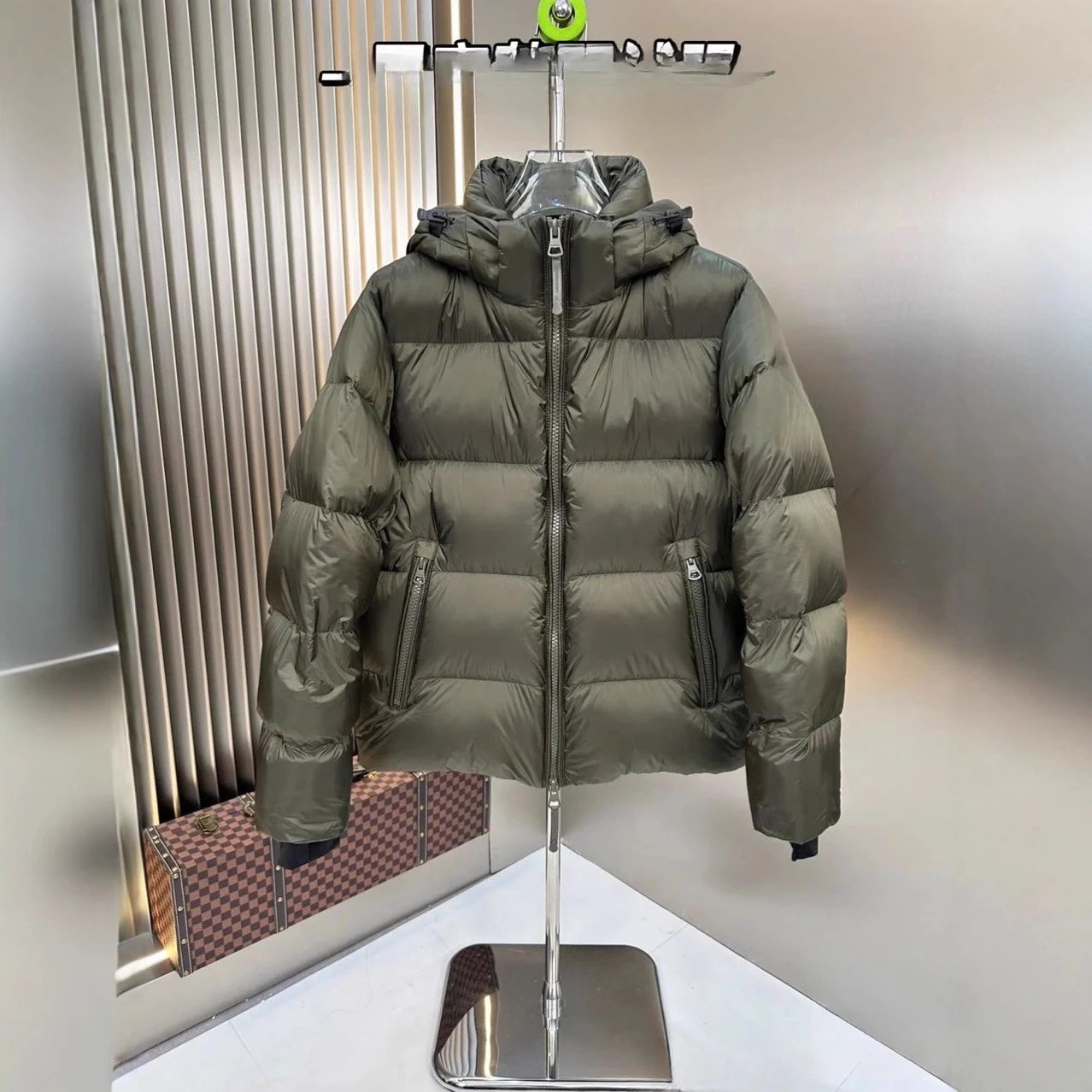 Puffer Jacket Olive Green Navy Black Hooded Short Puffer Coat