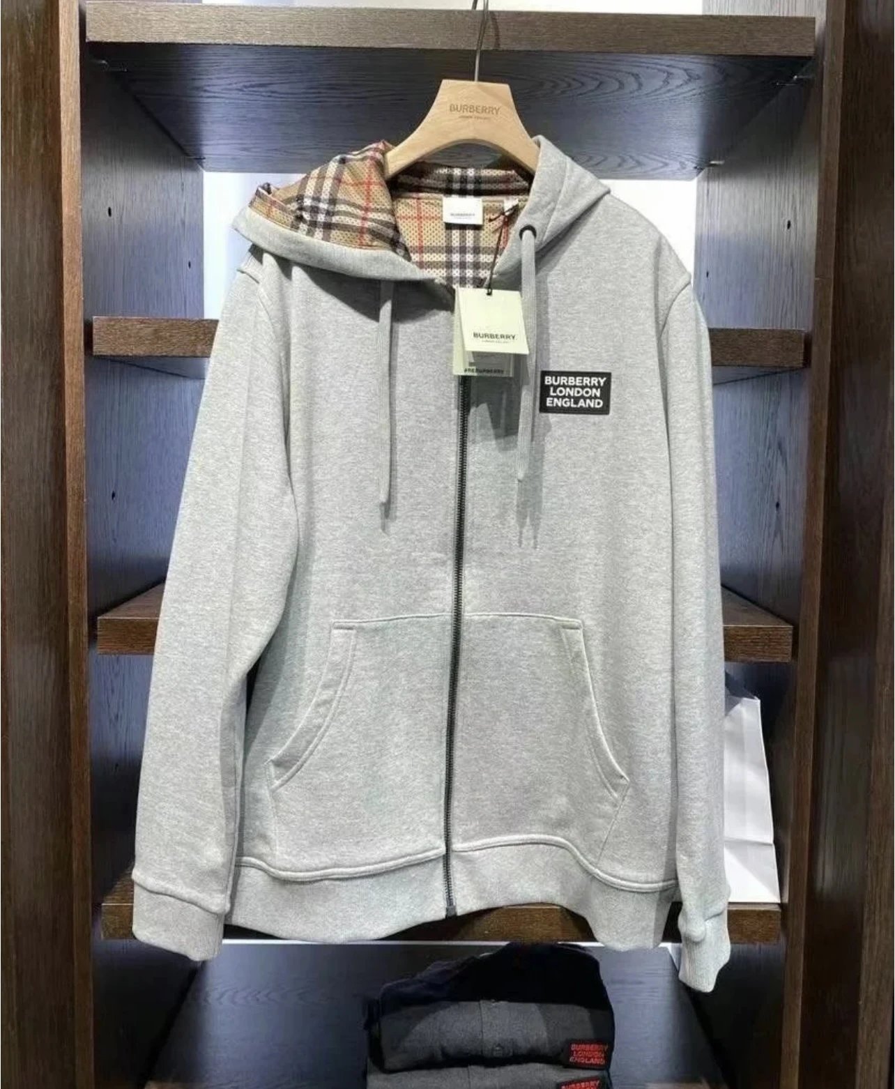 Burberry Logo Black Zip-Up Hoodie Sweatshirt