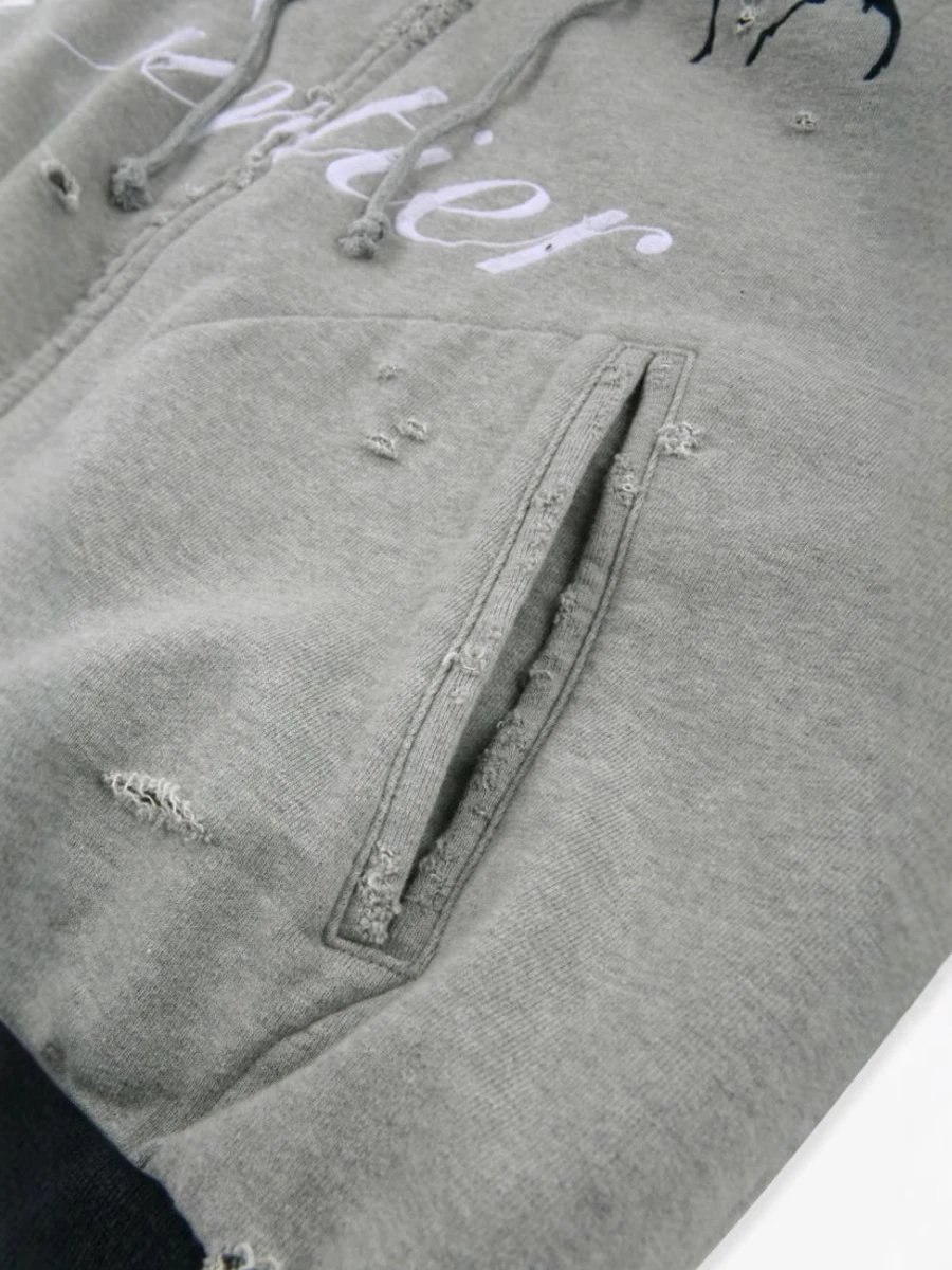 Distressed Embroidered Hooded Jacket photo 5