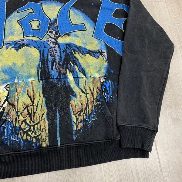 Black Graphic Hooded Sweatshirt Dark Wash Streetwear