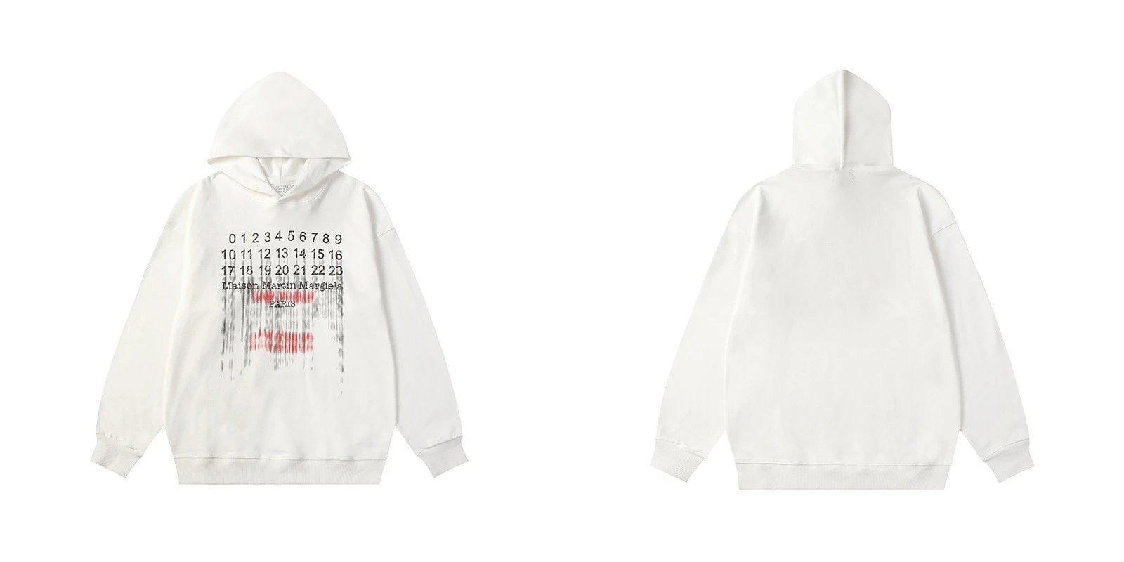 Maison Margiela Replica Black Numeric Print Hooded Sweatshirt