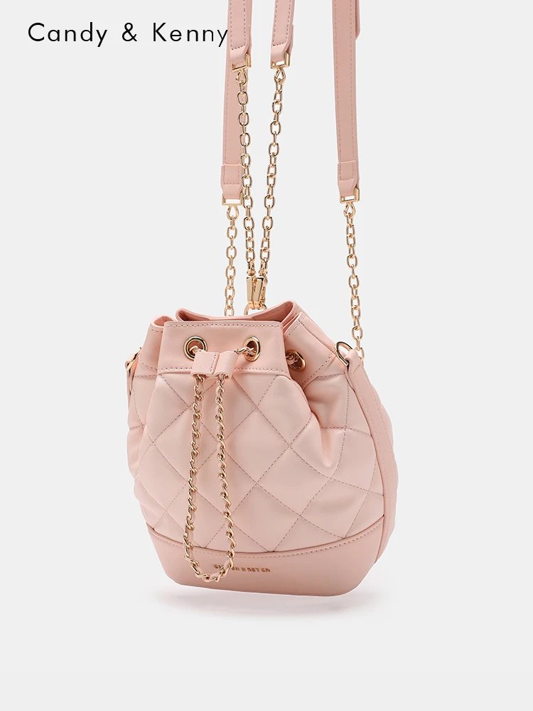 Candy &amp; Kenny Quilted Pink Chain Strap Bucket Bag