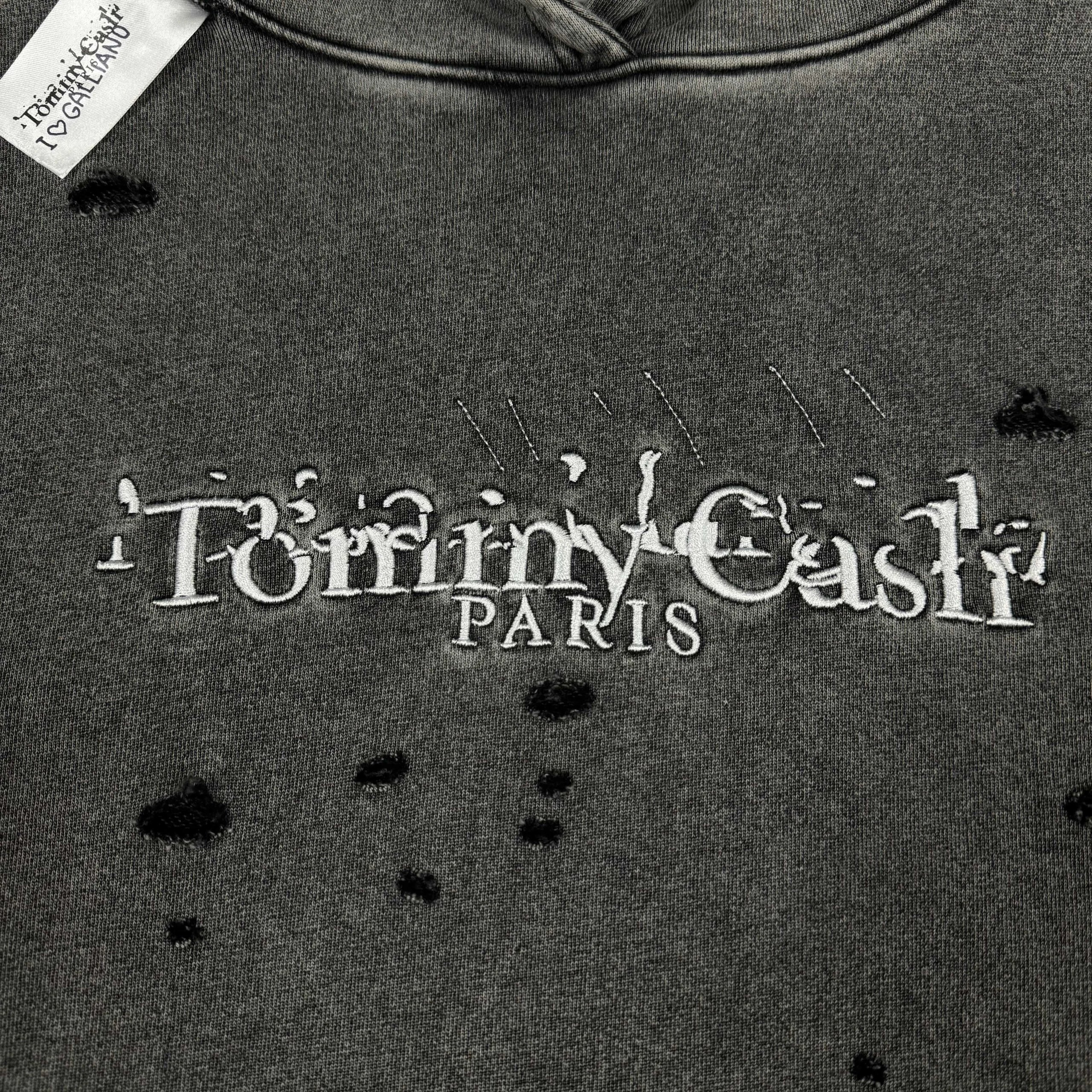 Tommy Cash Gray Distressed Embroidered Hooded Sweatshirt