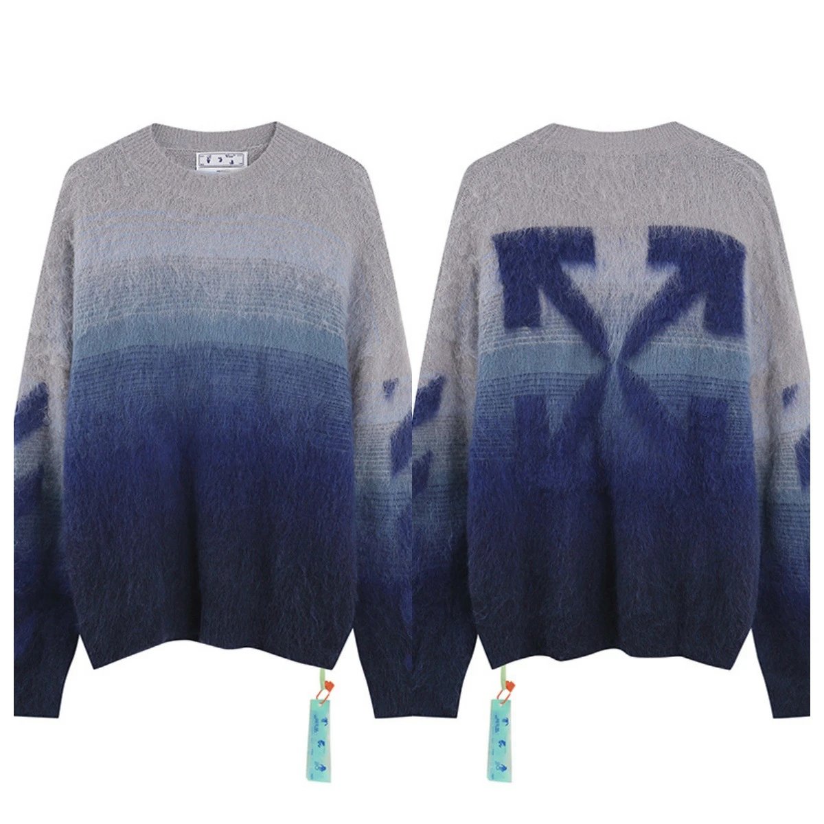 Off-White Arrow Print Black Multicolor Oversized Knit Sweater