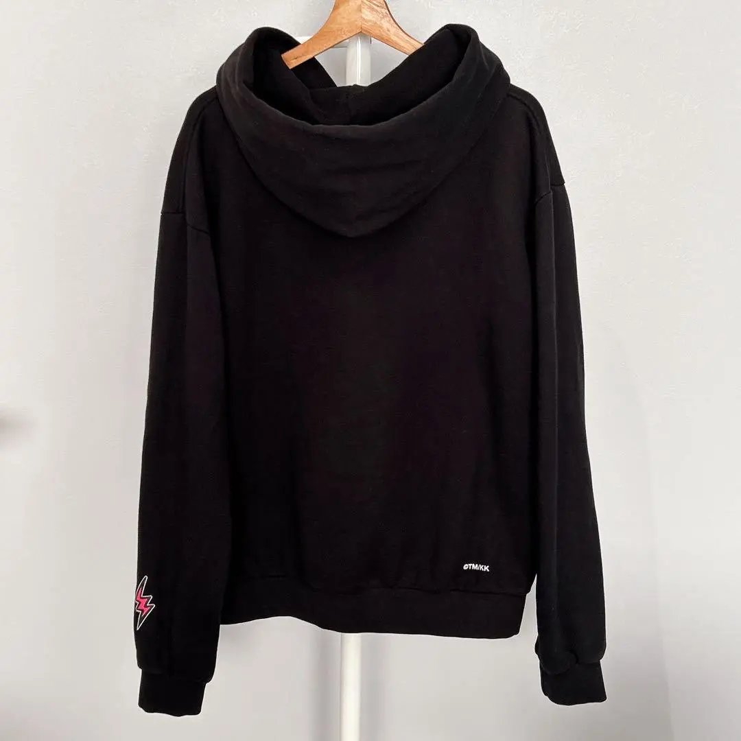 Black Hooded Sweatshirt with Purple Flower Graphic Print
