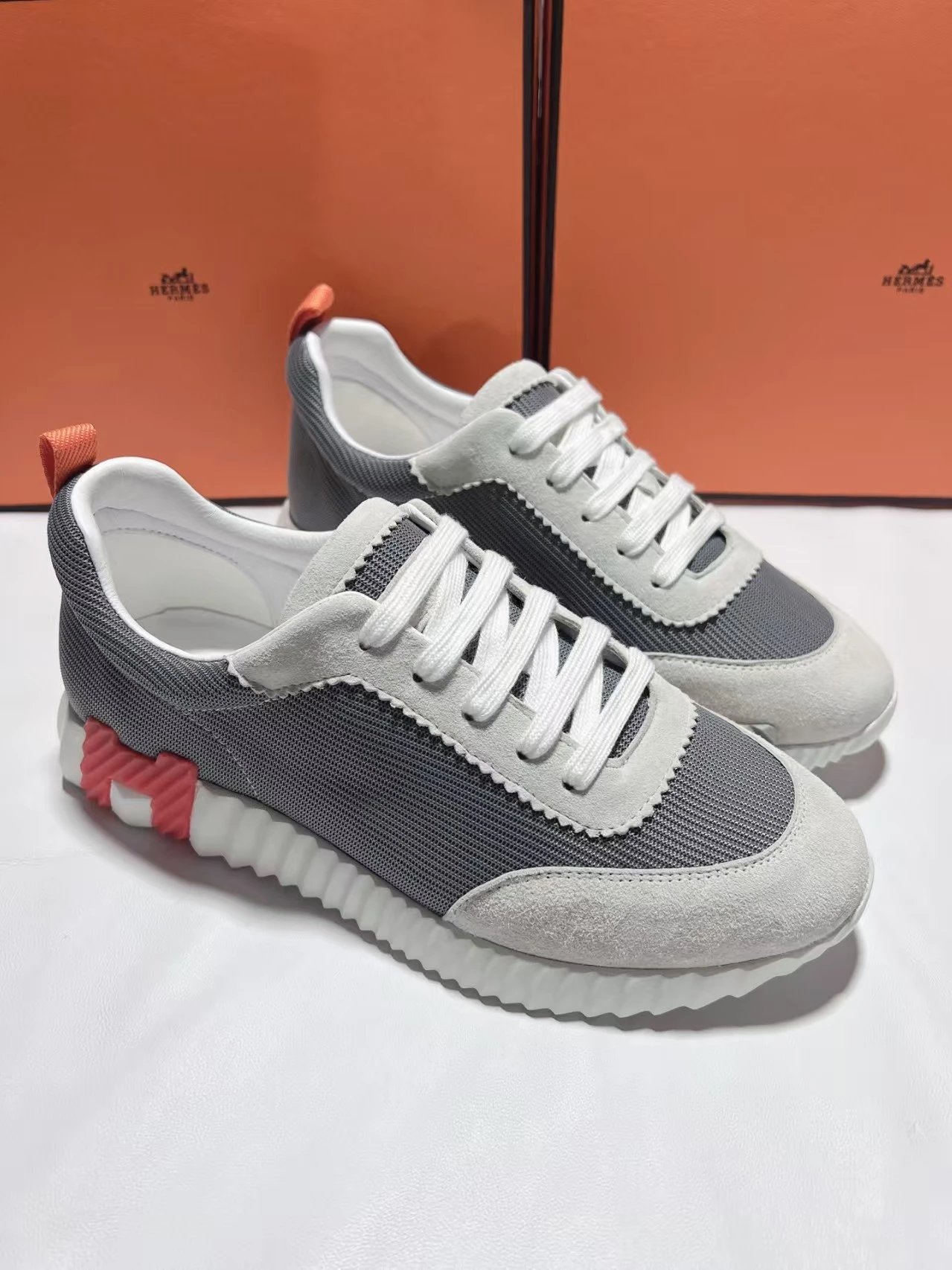 Off-White Diagonal Denim Sneakers Blue and Gray Chunky Sneakers - 11