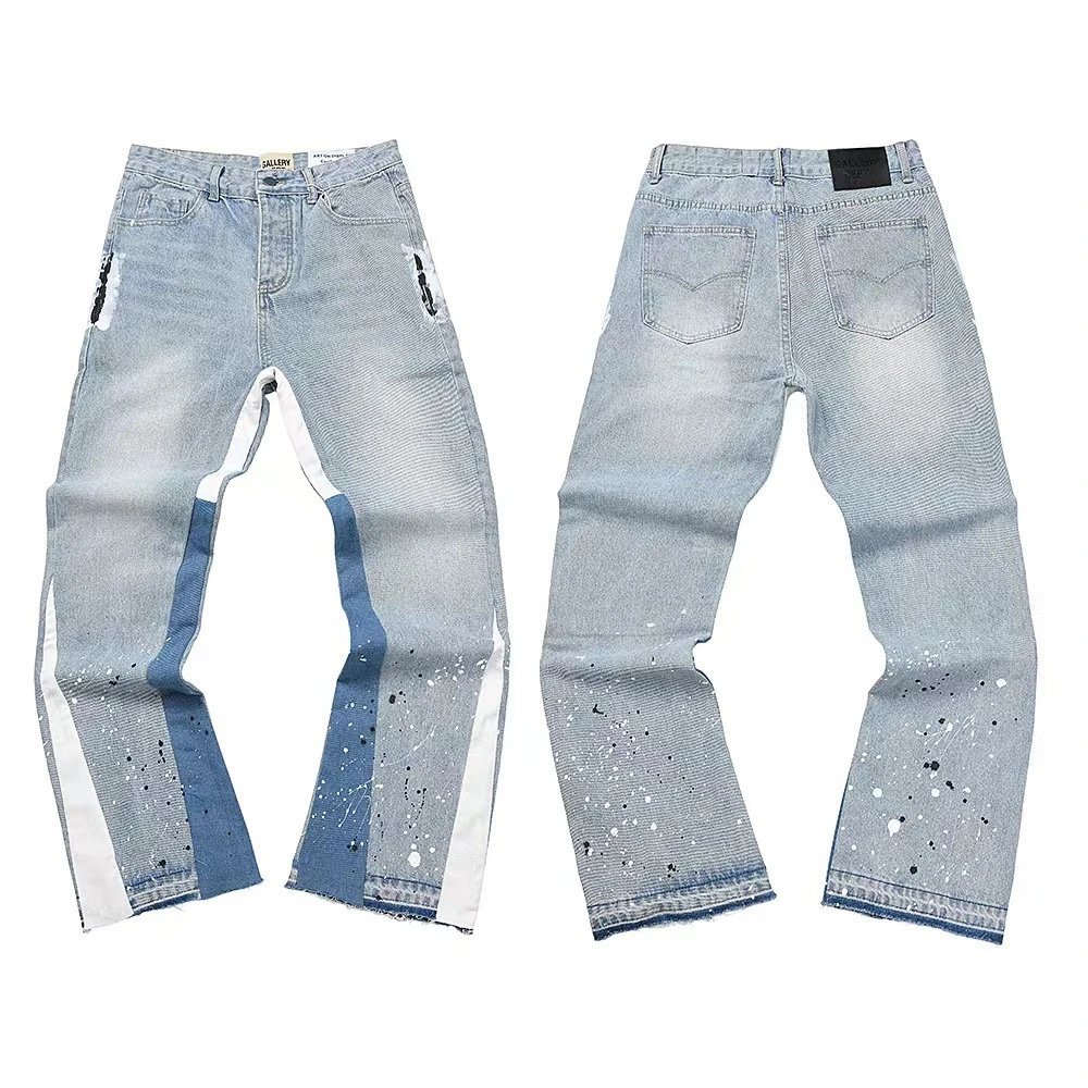 Black Paint-Splatter Distressed Cargo Jeans