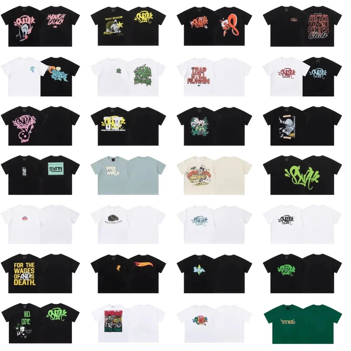 Syna world letter print summer men and women hip h