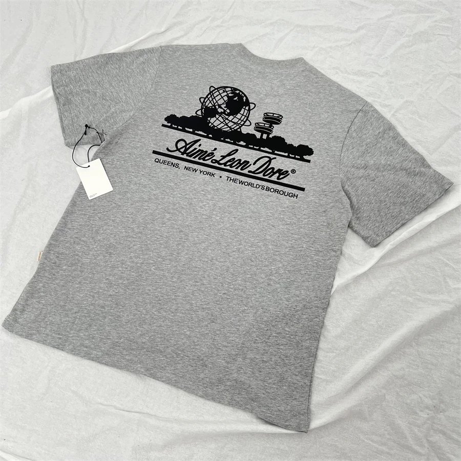 Aime Leon Dore Graphic Print Heather Gray Green Cream Navy Casual T-Shirt
