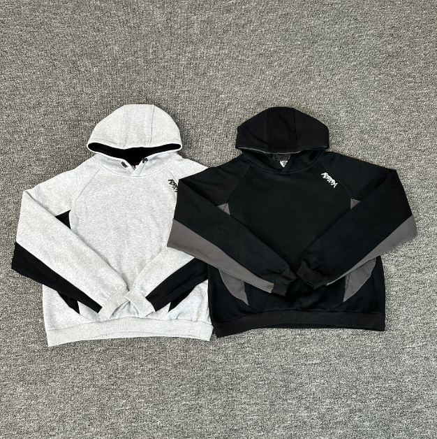 Patchwork Embroidery Bat Sleeve Hooded Sweatshirt
