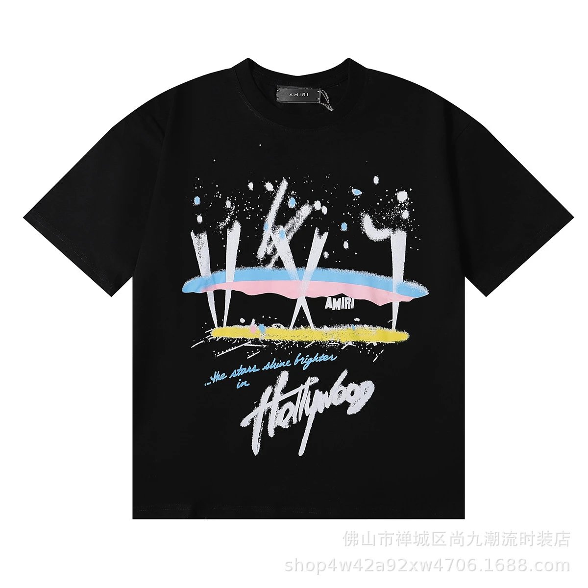 Amiri Dripping Logo Black Graphic T-Shirt
