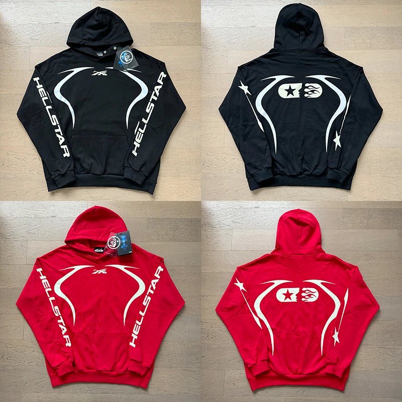 Holder Records Red Black Graphic Hooded Sweatshirt