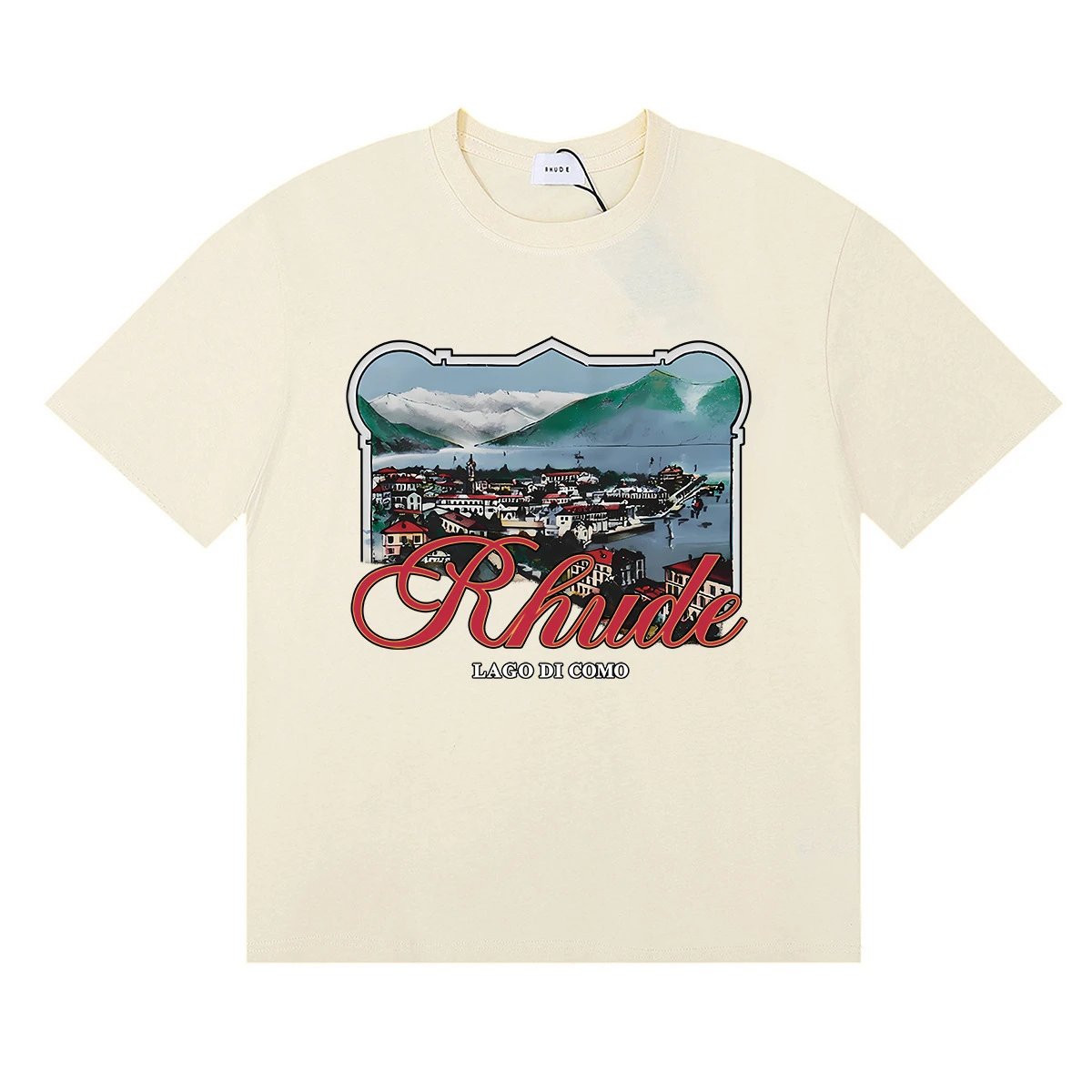 Rhude Lago Di Como White Graphic Print T-Shirt