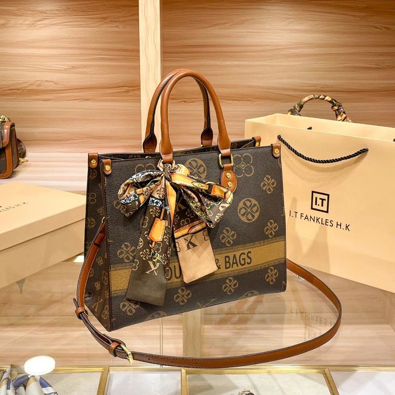 I.T Fankles H.K Brown Monogram Tote Bag