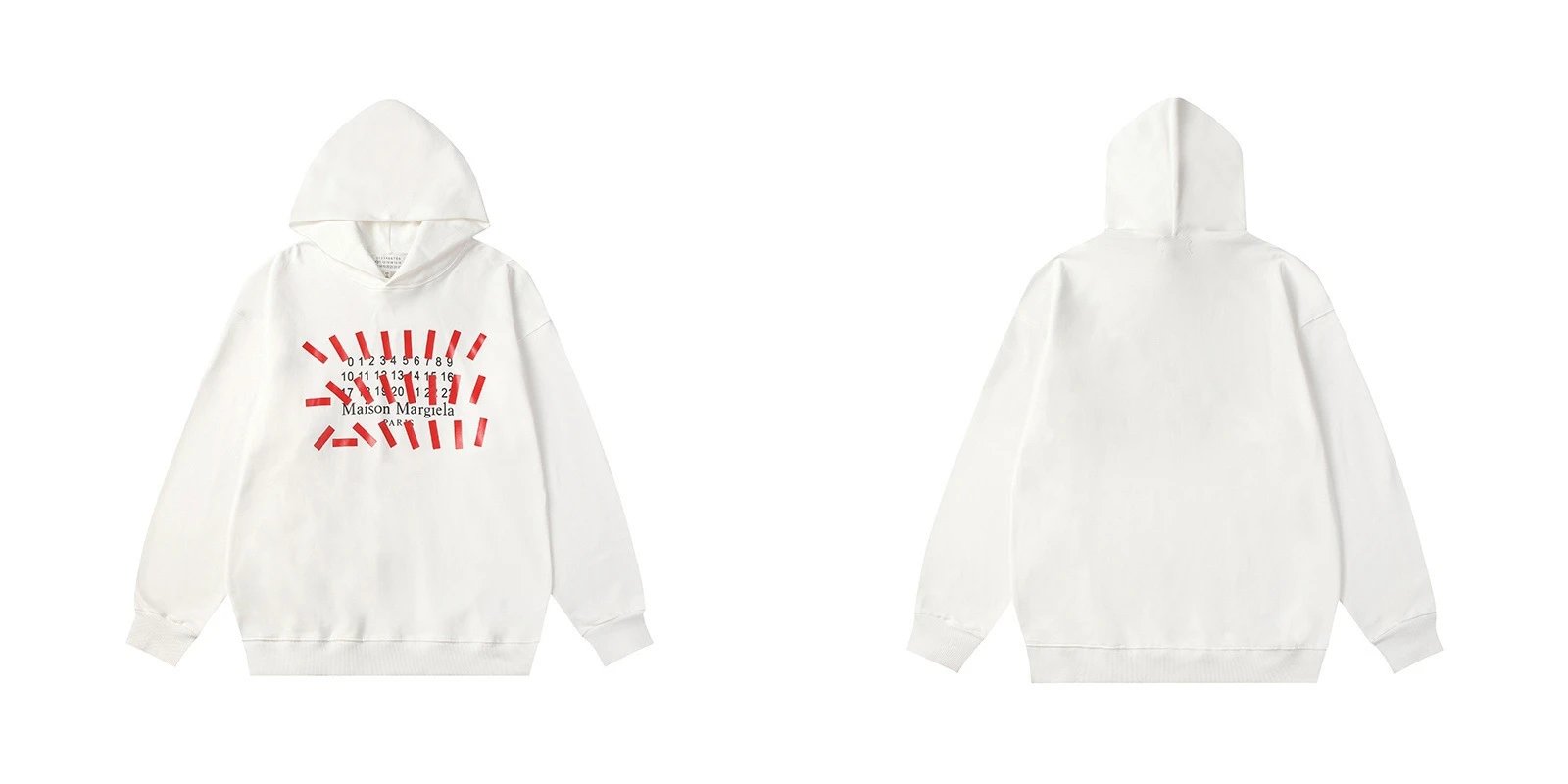 Maison Margiela Replica Black Numeric Print Hooded Sweatshirt
