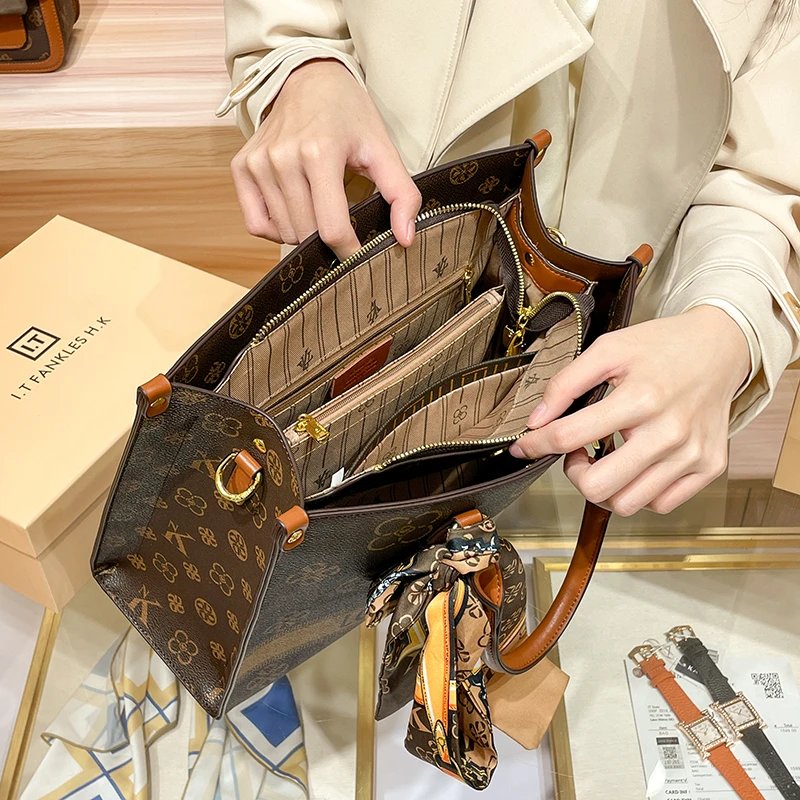I.T Fankles H.K Brown Monogram Tote Bag