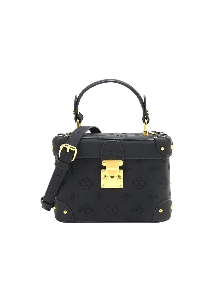 Chalie &amp; Kolsr Mini Trunk Black Patent Leather Handbag