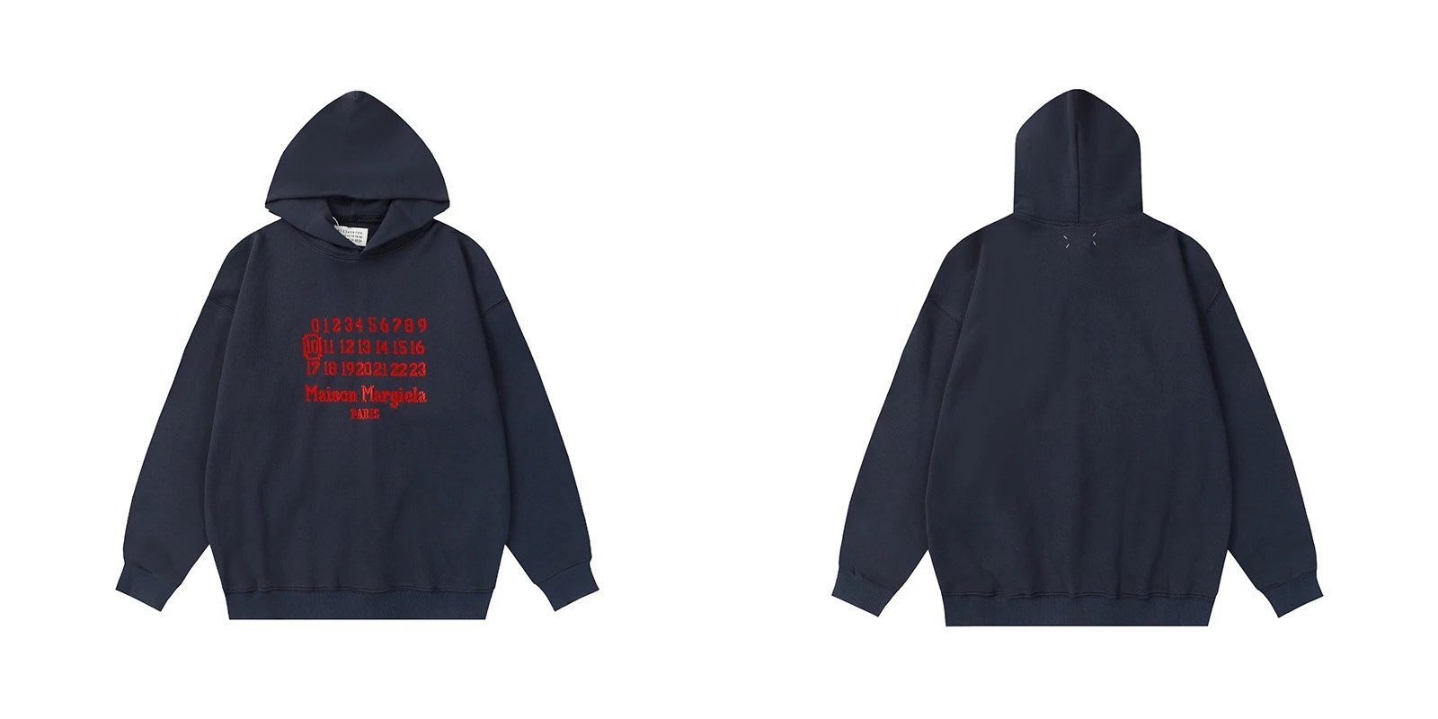 Maison Margiela Replica Black Numeric Print Hooded Sweatshirt