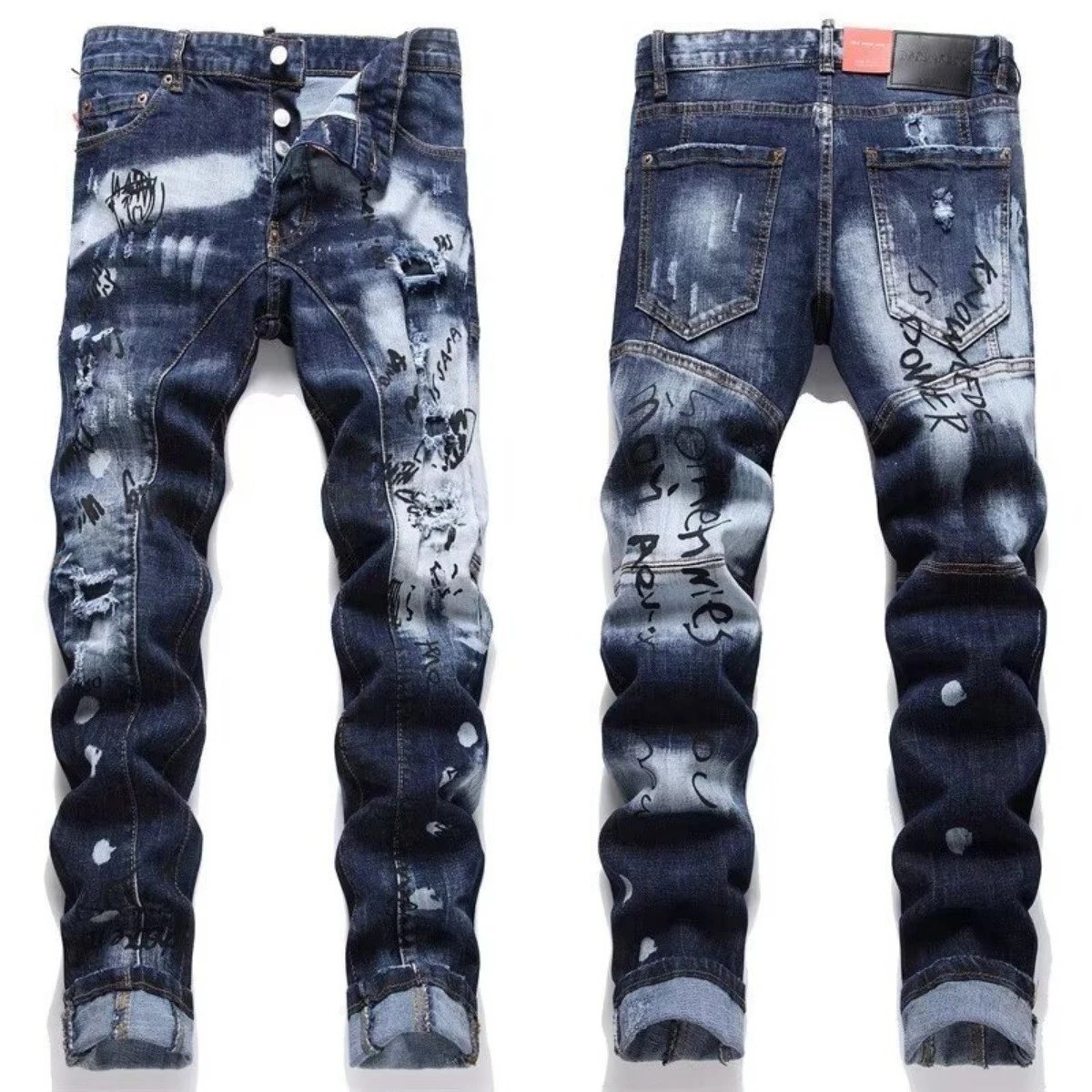 Purple Brand Distressed Bleach Wash Denim Jeans