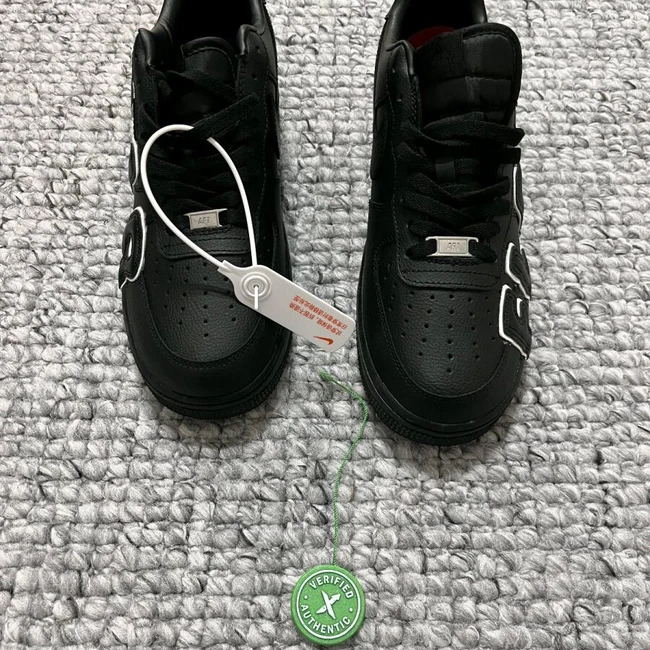 Nike Air Force 1 Black Bold Lettering Sneakers